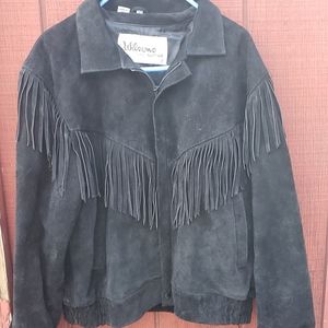 Men's Suede and Leather Western Fringe Jacket